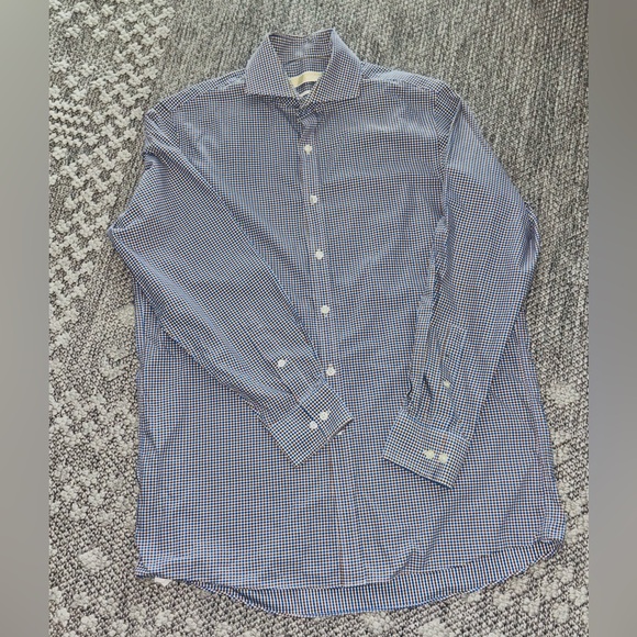 Men's Slim-Fit Trim Stretch Gingham Shirt Sz Medium - Picture 1 of 4